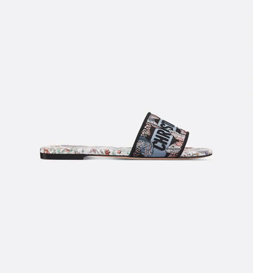 Mule Dway Coton brodé et motif Toile de Jouy Papillon blanc multicolore