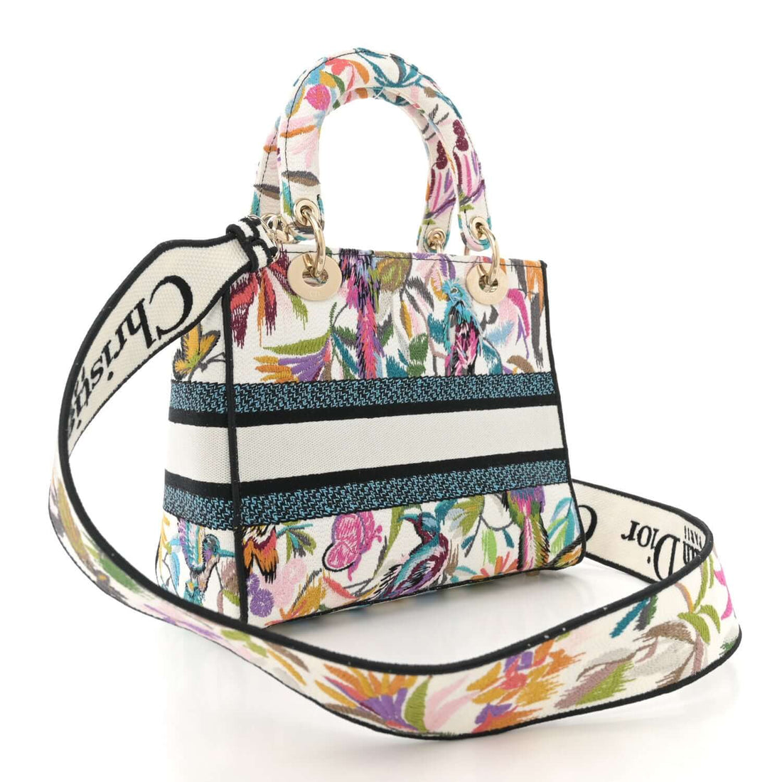 Christian Dior  Canvas Toile De Jouy Embroidered Fantastica Medium Lady D-Lite Multicolor