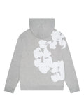Men's and women's casual grey hoodie with white floral print, part of trendy streetwear collections 2025.