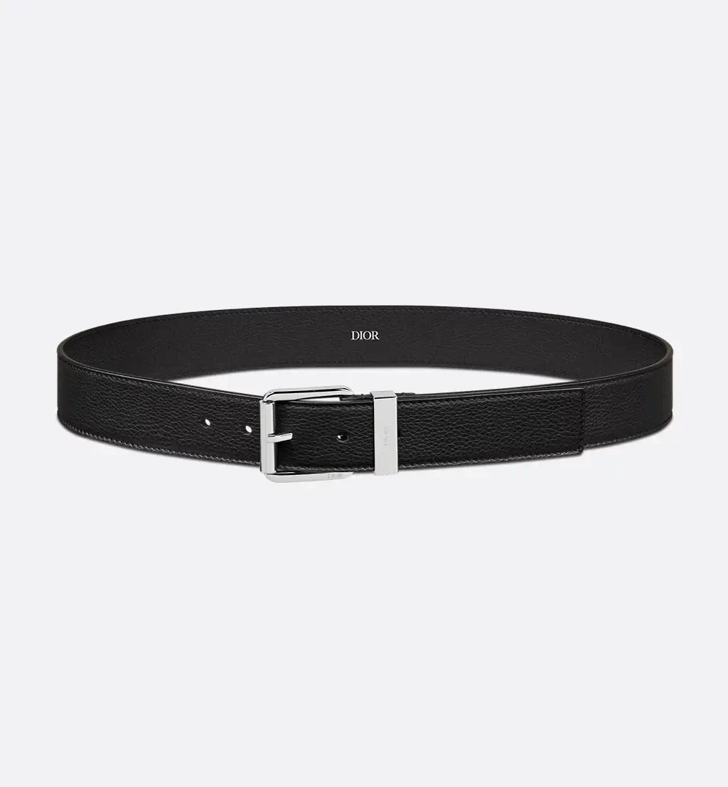 Ceinture en cuir de veau grainé noir 