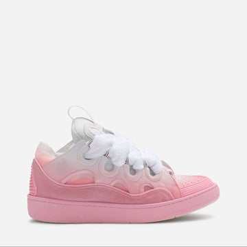 Lanvin Curb Sneakers in pink leather, featuring stylish design, perfect for trendy outfits 2025 and casual streetwear collections.