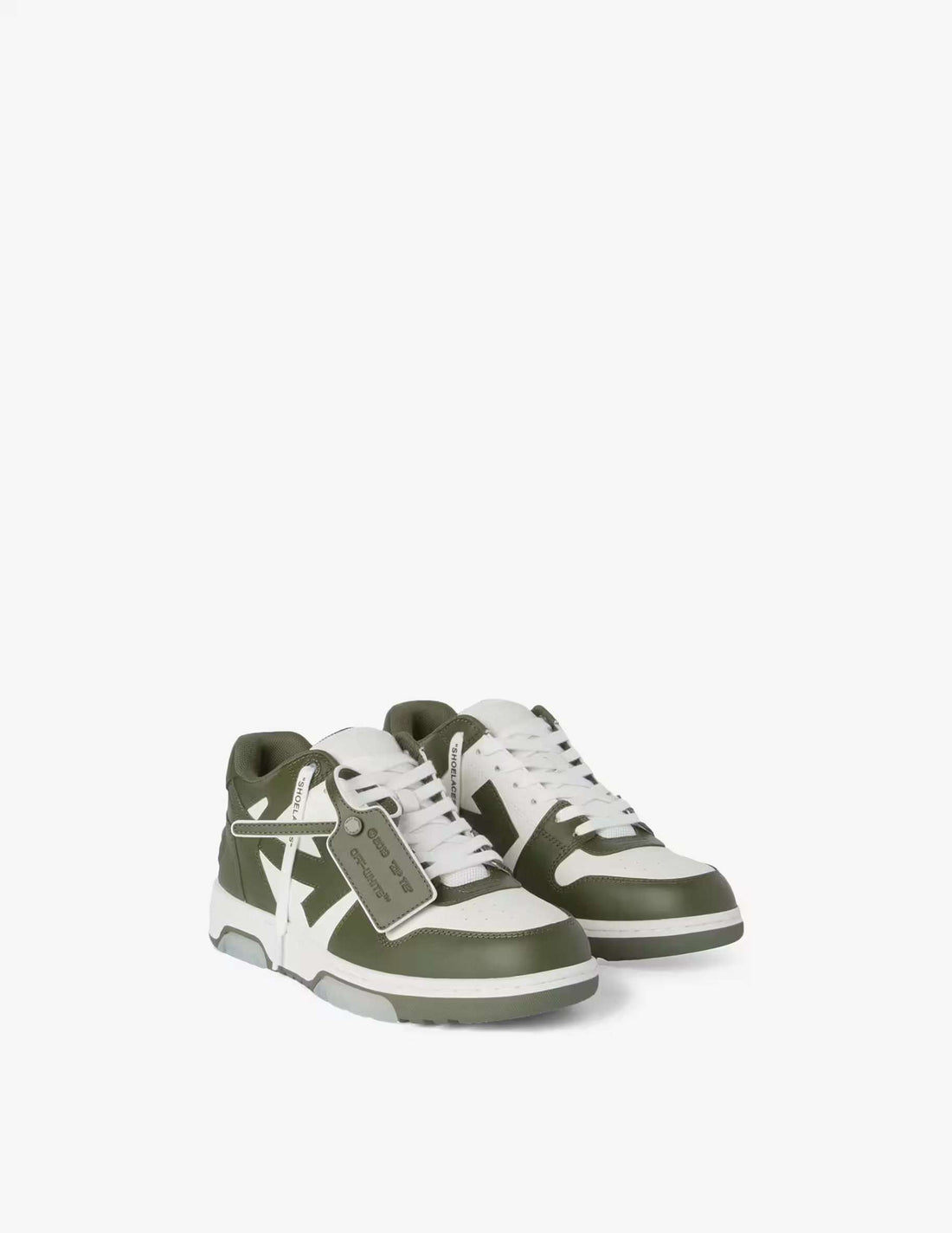 OFF-WHITE Out Of Office OOO Low Tops Military Green White