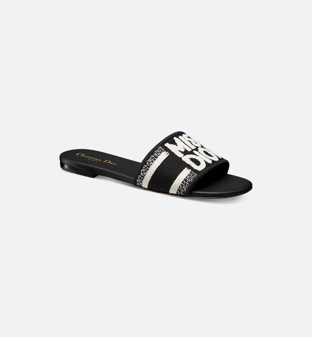 Mule Dway Coton brodé noir et blanc