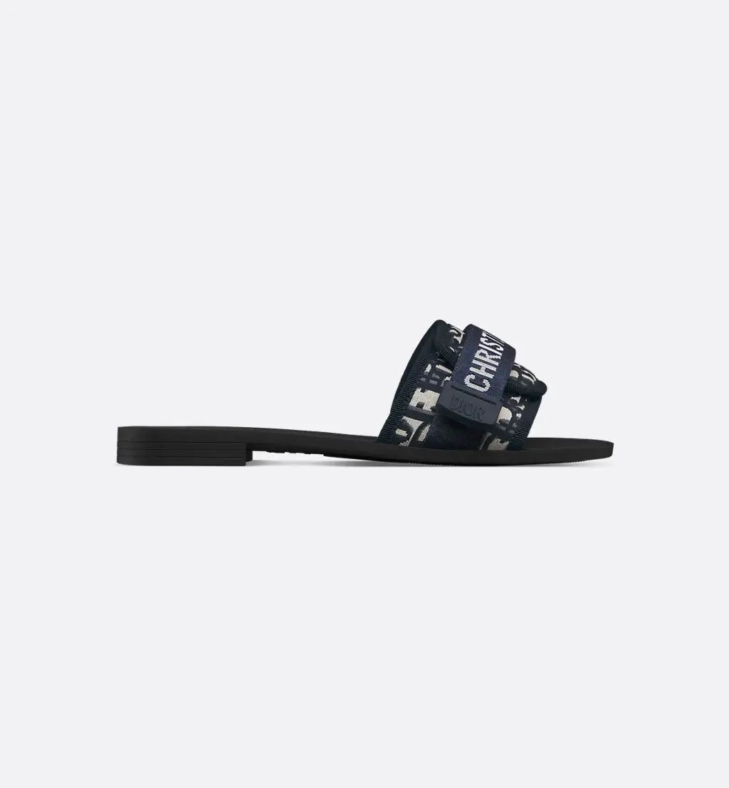 Mule Dio(r)evolution en tissu technique brillant imprimé Dior Oblique bleu foncé