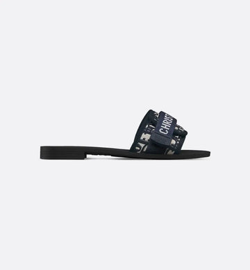 Mule Dio(r)evolution en tissu technique brillant imprimé Dior Oblique bleu foncé