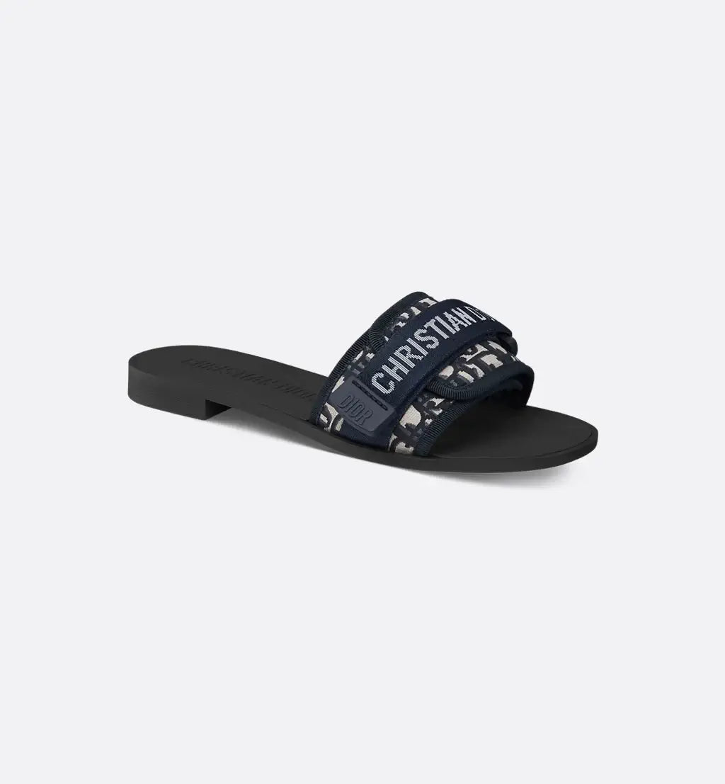 Mule Dio(r)evolution en tissu technique brillant imprimé Dior Oblique bleu foncé