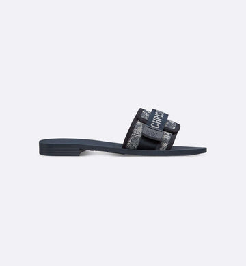 Dio(r)evolution Mule Dioriviera Tissu technique à motif Toile de Jouy Sauvage blanc et bleu denim