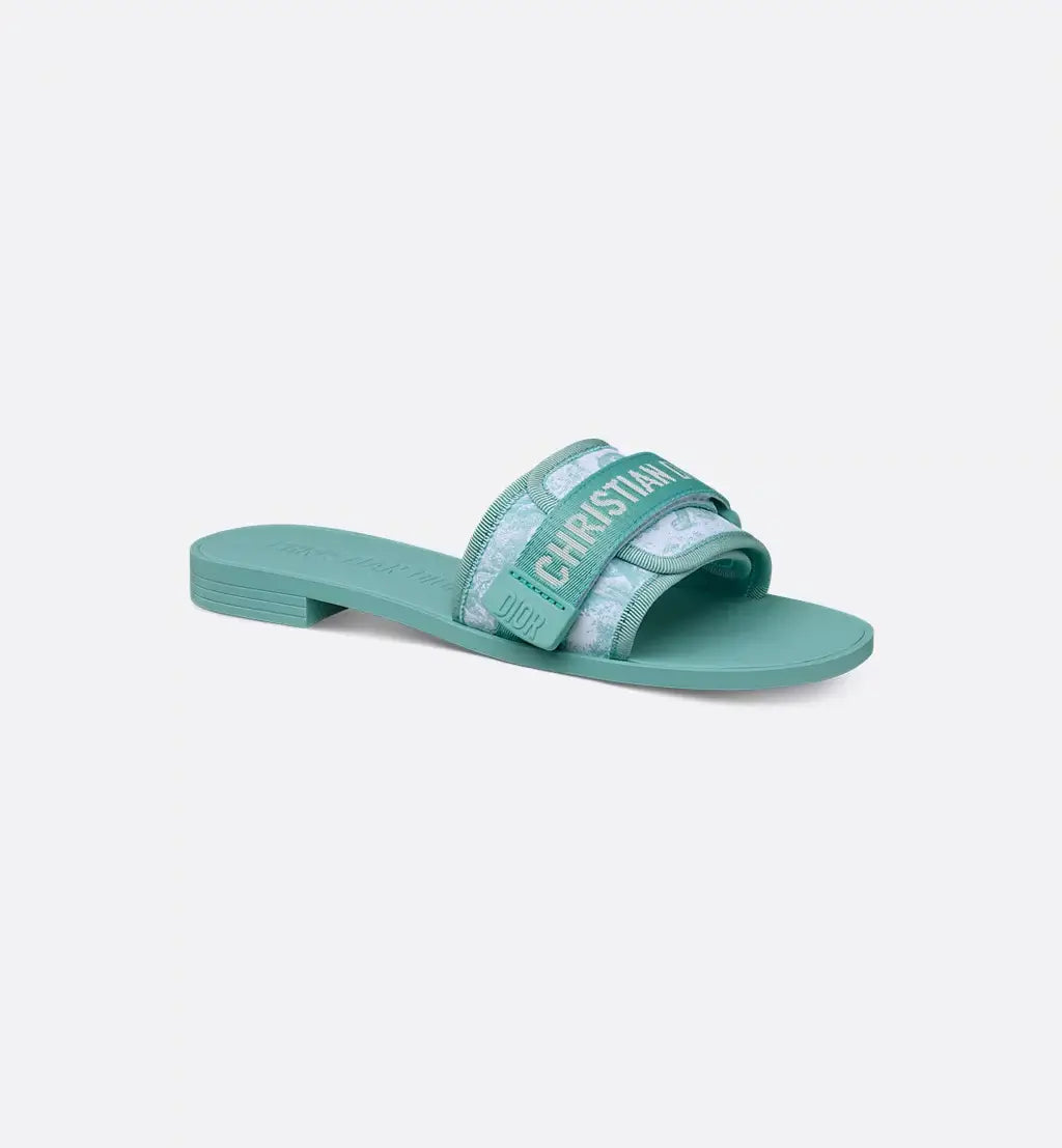 Mule Dior évolution Dioriviera Tissu technique à motif Toile de Jouy Sauvage blanc et bleu ciel