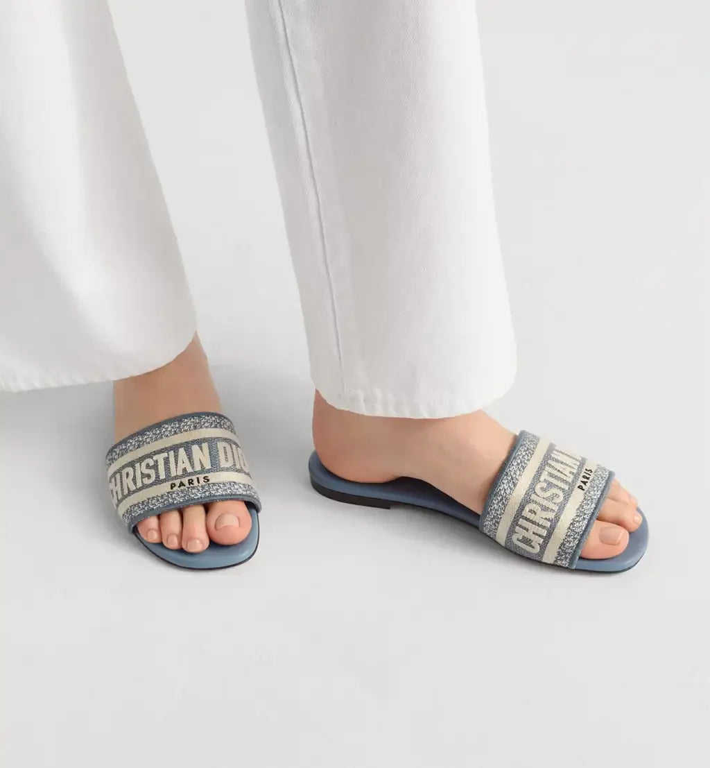 Mule Dway Bleu chambray coton brodé 