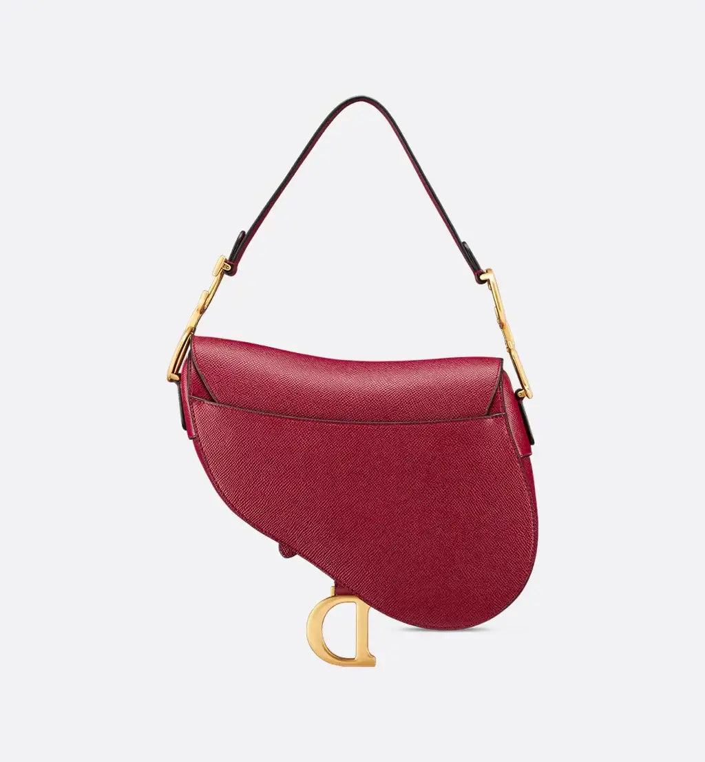 Saddle Bag with Strap Cherry Red Grained Calfskin