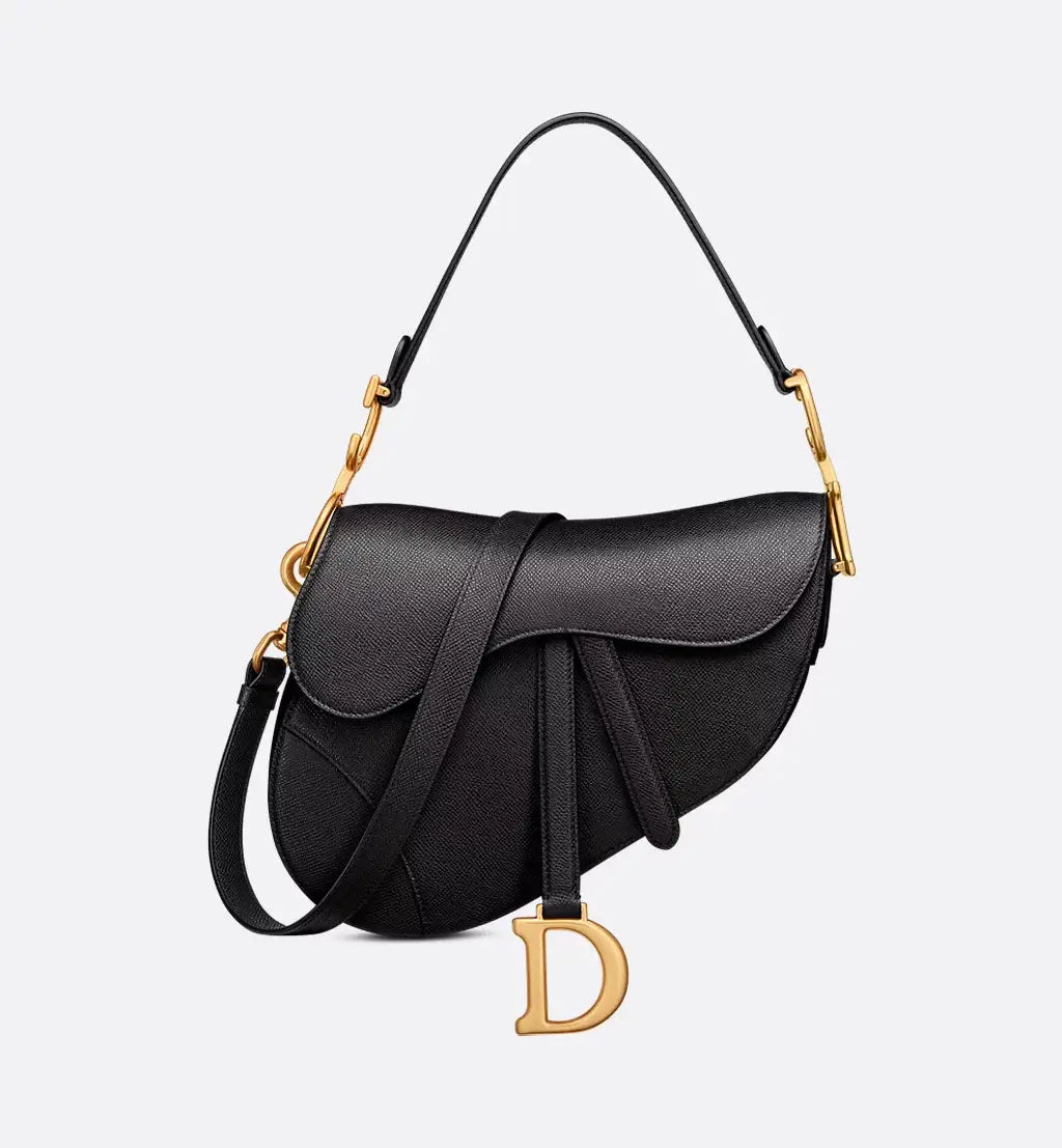 Saddle Bag with Strap Latte Grained Calfskin