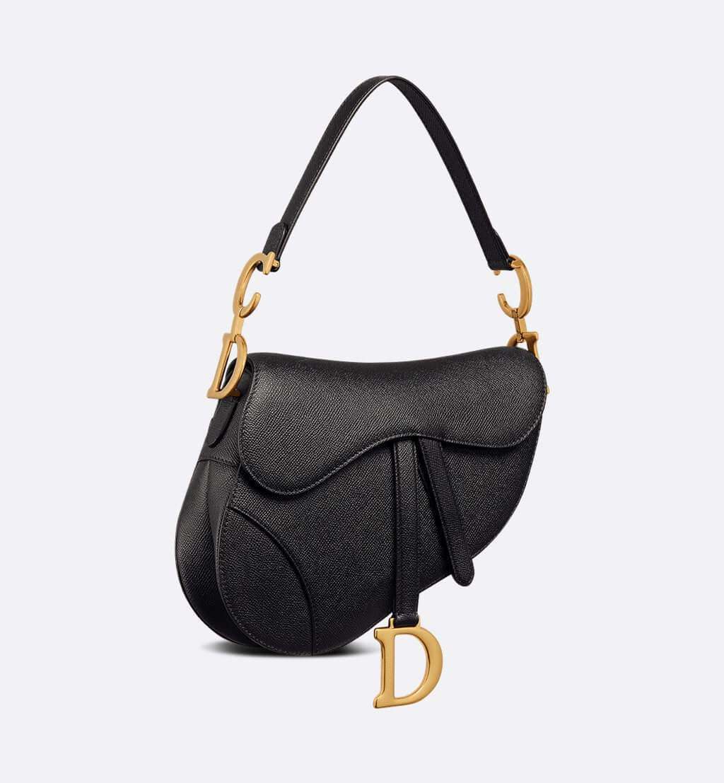 Saddle Bag with Strap Latte Grained Calfskin