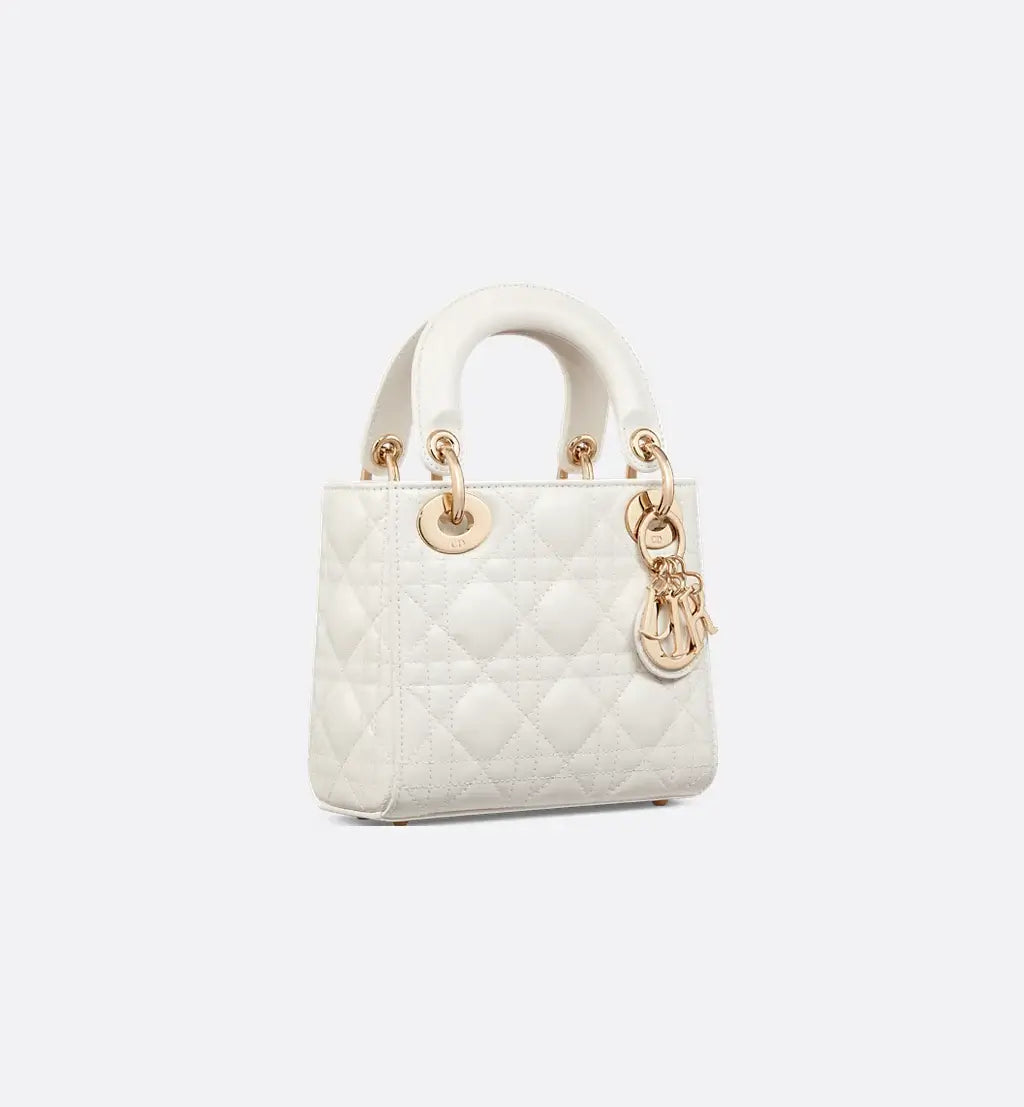 Mini Lady Dior Bag Latte Pearlescent Cannage Lambskin