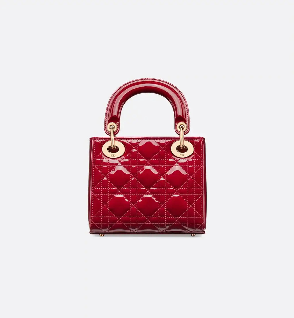 Mini Lady Dior Bag Cherry Red Patent Cannage Calfskin