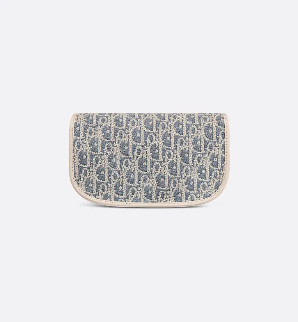 Dior Bobby East-West Bag Blue Dior Oblique Chambray with Raffia Effect and Light Biscuit Smooth Calfskin