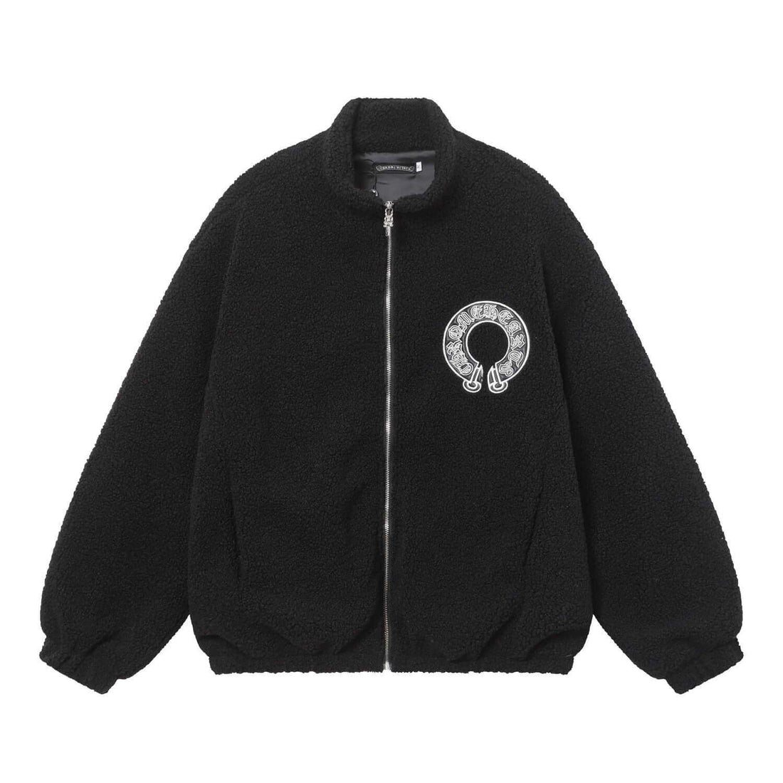 Chrome Hearts black fleece jacket with logo, stylish urban wear for men and women, part of Empire Fits collection.