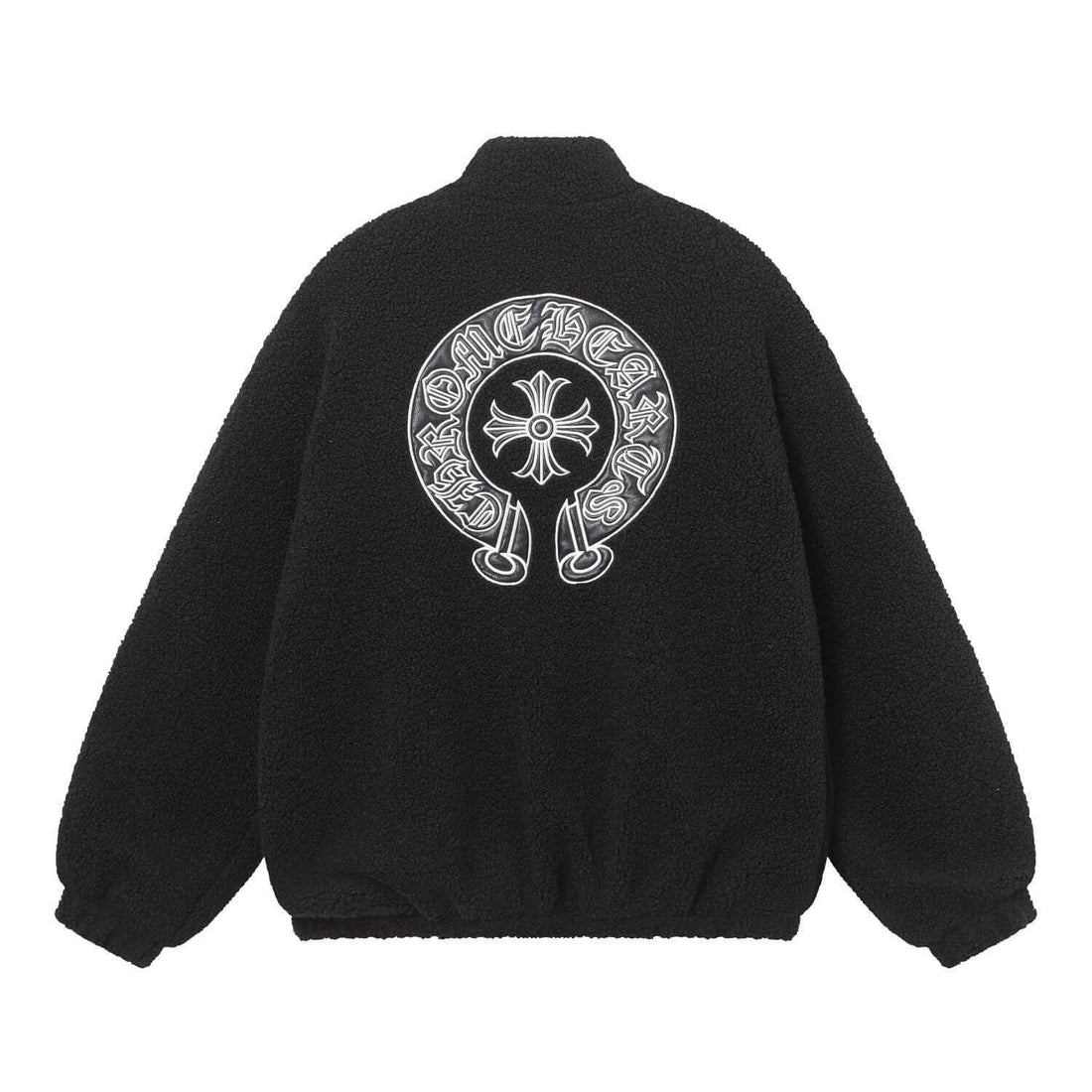 Chrome Hearts black fleece jacket with logo, stylish urban wear for men and women, part of Empire Fits collection.