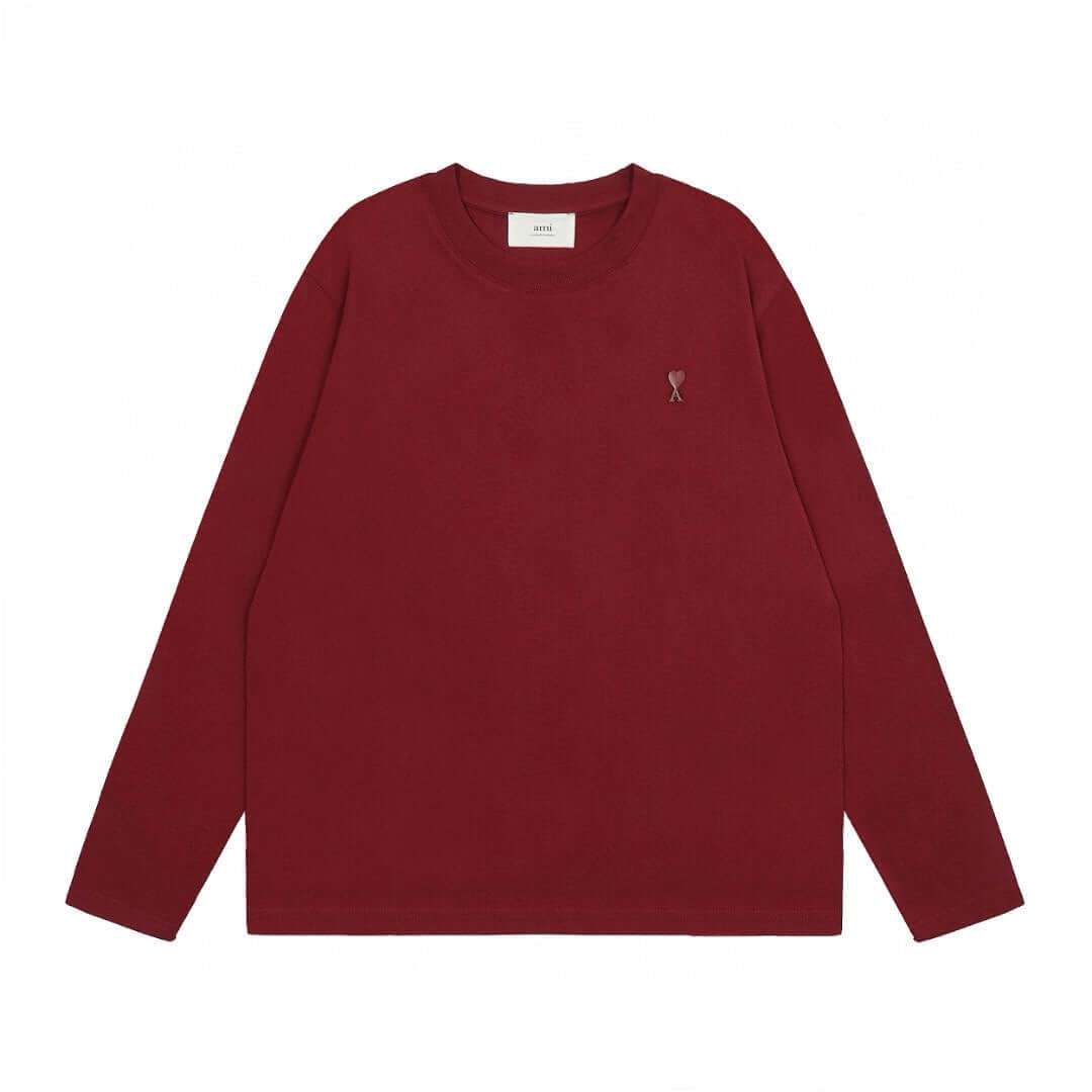 Burgundy long sleeve shirt featuring logo, from AMI Paris, perfect for casual streetwear and trendy outfits in 2025.