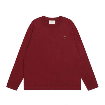 Burgundy long sleeve shirt featuring logo, from AMI Paris, perfect for casual streetwear and trendy outfits in 2025.